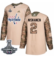 Youth Adidas Washington Capitals #2 Matt Niskanen Authentic Camo Veterans Day Practice 2018 Stanley Cup Final Champions NHL Jersey