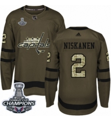 Youth Adidas Washington Capitals #2 Matt Niskanen Authentic Green Salute to Service 2018 Stanley Cup Final Champions NHL Jersey