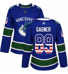 Women's Adidas Vancouver Canucks #89 Sam Gagner Authentic Blue USA Flag Fashion NHL Jersey