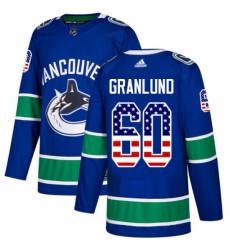 Men's Adidas Vancouver Canucks #60 Markus Granlund Authentic Blue USA Flag Fashion NHL Jersey