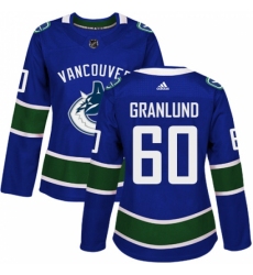 Women's Adidas Vancouver Canucks #60 Markus Granlund Authentic Blue Home NHL Jersey