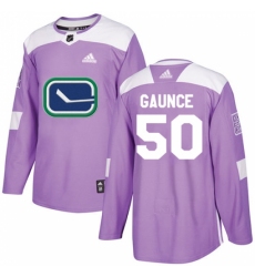 Men's Adidas Vancouver Canucks #50 Brendan Gaunce Authentic Purple Fights Cancer Practice NHL Jersey