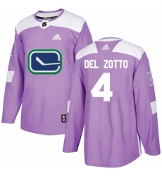 Men's Adidas Vancouver Canucks #4 Michael Del Zotto Authentic Purple Fights Cancer Practice NHL Jersey