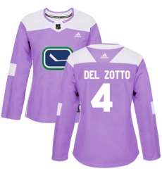 Women's Adidas Vancouver Canucks #4 Michael Del Zotto Authentic Purple Fights Cancer Practice NHL Jersey