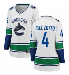 Women's Vancouver Canucks #4 Michael Del Zotto Fanatics Branded White Away Breakaway NHL Jersey