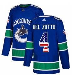 Youth Adidas Vancouver Canucks #4 Michael Del Zotto Authentic Blue USA Flag Fashion NHL Jersey