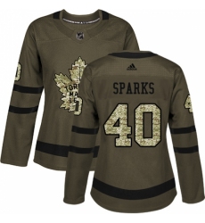 Women's Adidas Toronto Maple Leafs #40 Garret Sparks Authentic Green Salute to Service NHL Jersey