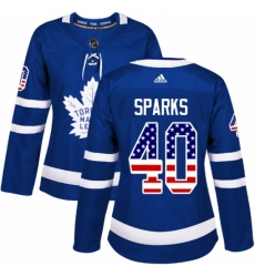 Women's Adidas Toronto Maple Leafs #40 Garret Sparks Authentic Royal Blue USA Flag Fashion NHL Jersey