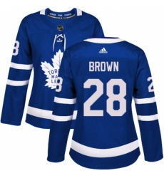 Women's Adidas Toronto Maple Leafs #28 Connor Brown Authentic Royal Blue Home NHL Jersey