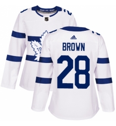 Women's Adidas Toronto Maple Leafs #28 Connor Brown Authentic White 2018 Stadium Series NHL Jersey