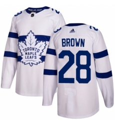Youth Adidas Toronto Maple Leafs #28 Connor Brown Authentic White 2018 Stadium Series NHL Jersey