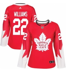 Women's Adidas Toronto Maple Leafs #22 Tiger Williams Authentic Red Alternate NHL Jersey