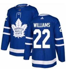 Youth Adidas Toronto Maple Leafs #22 Tiger Williams Authentic Royal Blue Home NHL Jersey