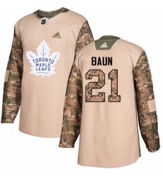 Men's Adidas Toronto Maple Leafs #21 Bobby Baun Authentic Camo Veterans Day Practice NHL Jersey