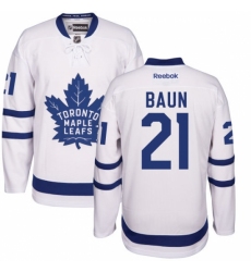 Men's Reebok Toronto Maple Leafs #21 Bobby Baun Authentic White Away NHL Jersey