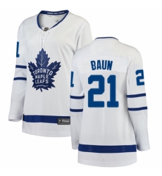 Women's Toronto Maple Leafs #21 Bobby Baun Authentic White Away Fanatics Branded Breakaway NHL Jersey