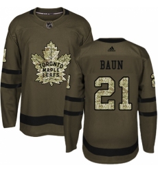 Youth Adidas Toronto Maple Leafs #21 Bobby Baun Authentic Green Salute to Service NHL Jersey
