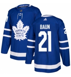 Youth Adidas Toronto Maple Leafs #21 Bobby Baun Authentic Royal Blue Home NHL Jersey