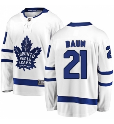 Youth Toronto Maple Leafs #21 Bobby Baun Fanatics Branded White Away Breakaway NHL Jersey