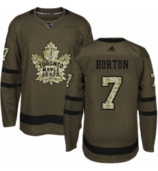 Men's Adidas Toronto Maple Leafs #7 Tim Horton Authentic Green Salute to Service NHL Jersey