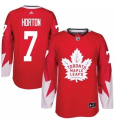 Men's Adidas Toronto Maple Leafs #7 Tim Horton Authentic Red Alternate NHL Jersey