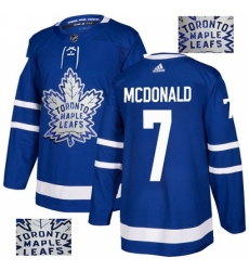 Men's Adidas Toronto Maple Leafs #7 Lanny McDonald Authentic Royal Blue Fashion Gold NHL Jersey