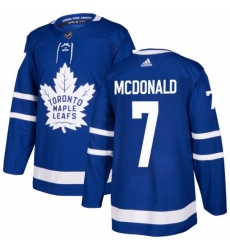 Men's Adidas Toronto Maple Leafs #7 Lanny McDonald Authentic Royal Blue Home NHL Jersey