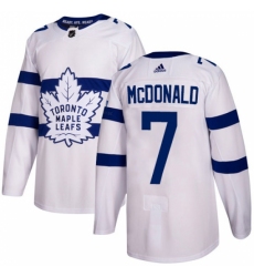 Men's Adidas Toronto Maple Leafs #7 Lanny McDonald Authentic White 2018 Stadium Series NHL Jersey