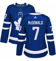 Women's Adidas Toronto Maple Leafs #7 Lanny McDonald Authentic Royal Blue Home NHL Jersey