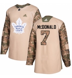 Youth Adidas Toronto Maple Leafs #7 Lanny McDonald Authentic Camo Veterans Day Practice NHL Jersey