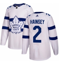 Men's Adidas Toronto Maple Leafs #2 Ron Hainsey Authentic White 2018 Stadium Series NHL Jersey