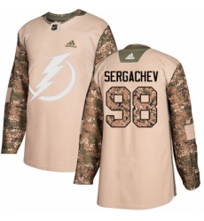 Men's Adidas Tampa Bay Lightning #98 Mikhail Sergachev Authentic Camo Veterans Day Practice NHL Jersey