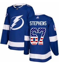 Men's Adidas Tampa Bay Lightning #67 Mitchell Stephens Authentic Blue USA Flag Fashion NHL Jersey