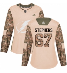 Women's Adidas Tampa Bay Lightning #67 Mitchell Stephens Authentic Camo Veterans Day Practice NHL Jersey