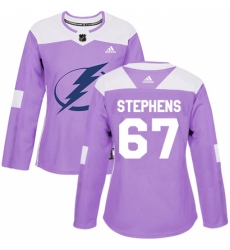 Women's Adidas Tampa Bay Lightning #67 Mitchell Stephens Authentic Purple Fights Cancer Practice NHL Jersey