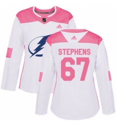 Women's Adidas Tampa Bay Lightning #67 Mitchell Stephens Authentic White/Pink Fashion NHL Jersey