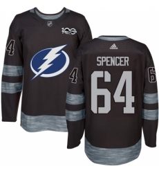 Men's Adidas Tampa Bay Lightning #64 Matthew Spencer Authentic Black 1917-2017 100th Anniversary NHL Jersey