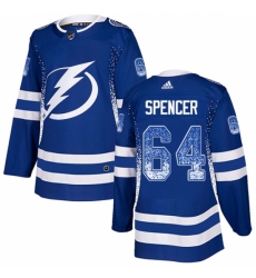 Men's Adidas Tampa Bay Lightning #64 Matthew Spencer Authentic Blue Drift Fashion NHL Jersey