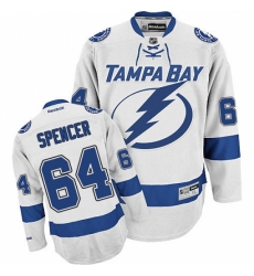 Women's Reebok Tampa Bay Lightning #64 Matthew Spencer Authentic White Away NHL Jersey