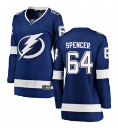 Women's Tampa Bay Lightning #64 Matthew Spencer Fanatics Branded Royal Blue Home Breakaway NHL Jersey