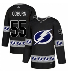 Men's Adidas Tampa Bay Lightning #55 Braydon Coburn Authentic Black Team Logo Fashion NHL Jersey