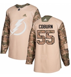 Men's Adidas Tampa Bay Lightning #55 Braydon Coburn Authentic Camo Veterans Day Practice NHL Jersey