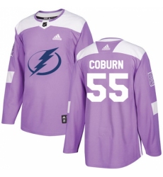 Men's Adidas Tampa Bay Lightning #55 Braydon Coburn Authentic Purple Fights Cancer Practice NHL Jersey