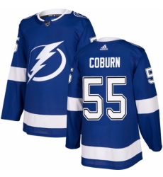 Men's Adidas Tampa Bay Lightning #55 Braydon Coburn Authentic Royal Blue Home NHL Jersey