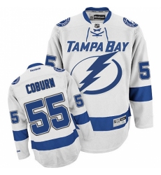 Women's Reebok Tampa Bay Lightning #55 Braydon Coburn Authentic White Away NHL Jersey