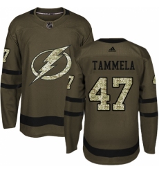 Men's Adidas Tampa Bay Lightning #47 Jonne Tammela Authentic Green Salute to Service NHL Jersey