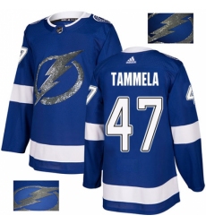 Men's Adidas Tampa Bay Lightning #47 Jonne Tammela Authentic Royal Blue Fashion Gold NHL Jersey