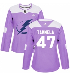 Women's Adidas Tampa Bay Lightning #47 Jonne Tammela Authentic Purple Fights Cancer Practice NHL Jersey