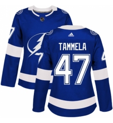 Women's Adidas Tampa Bay Lightning #47 Jonne Tammela Authentic Royal Blue Home NHL Jersey