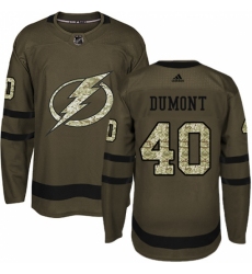 Men's Adidas Tampa Bay Lightning #40 Gabriel Dumont Authentic Green Salute to Service NHL Jersey